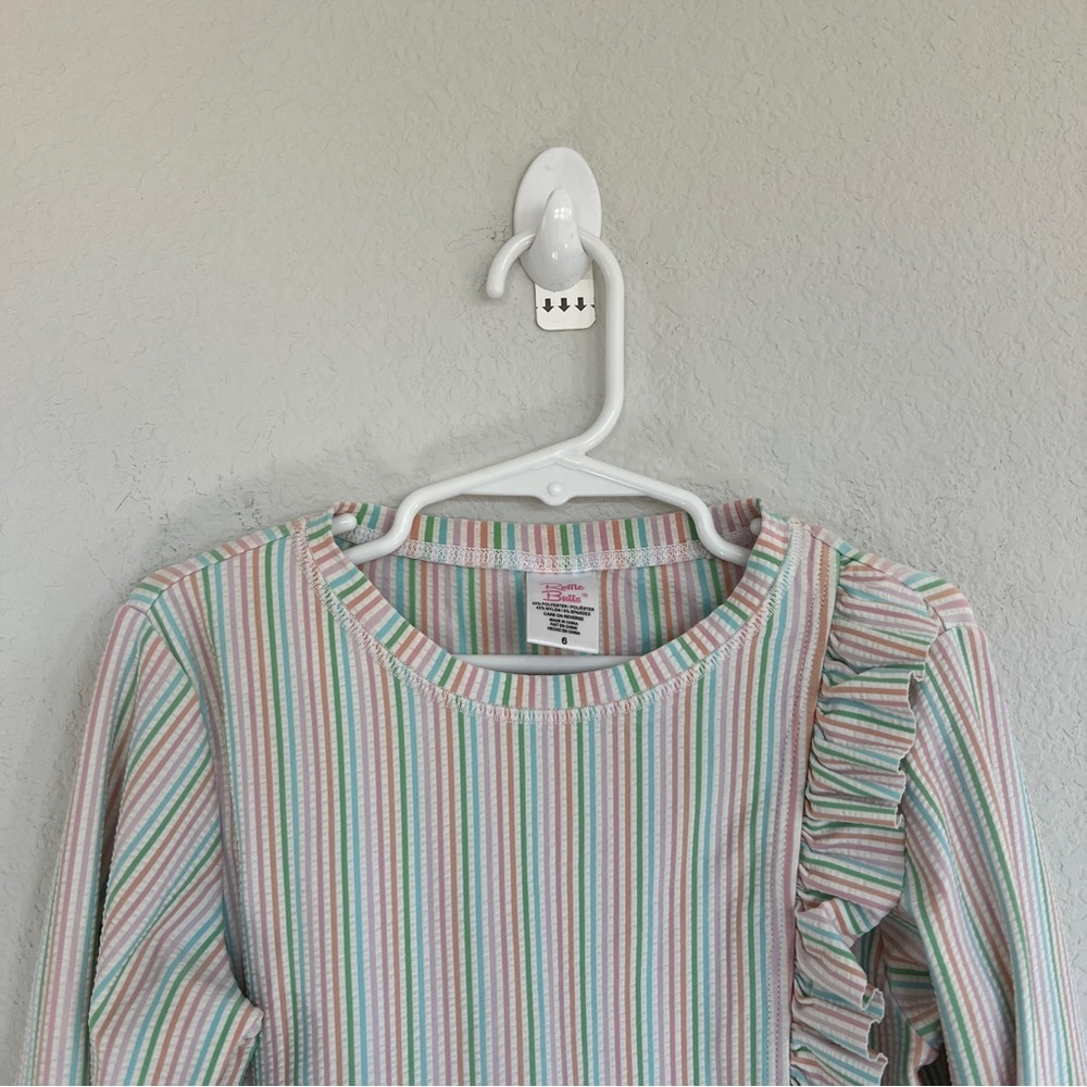 Ruffle Butts UPF50+ Long Sleeve Ruffled Rash Guard Size 6 - Picture 3 of 6